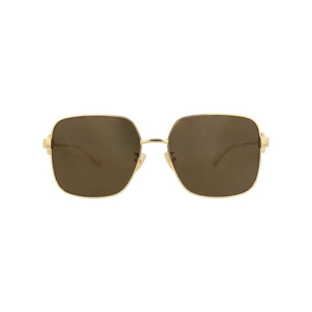 Bottega Veneta Square-Frame Metal Sunglasses Gold Womens